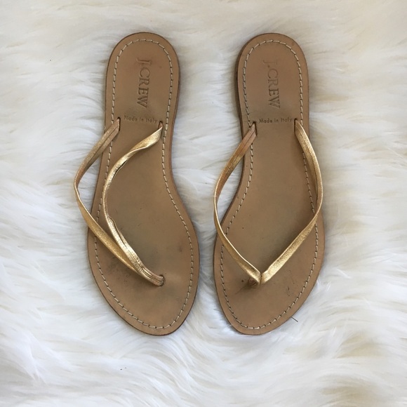 j crew silver flip flops